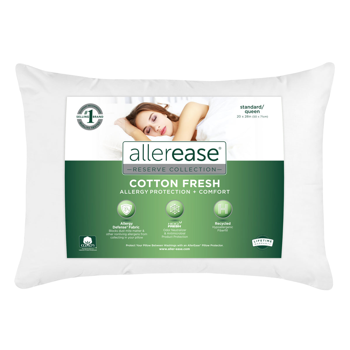 Cotton Fresh Antimicrobial Pillow AllerEase