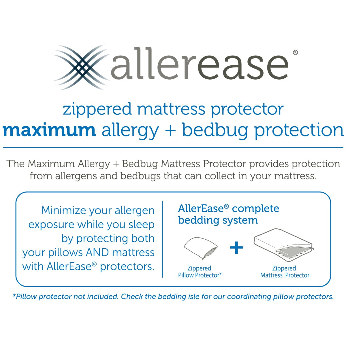 AllerEase Waterproof Allergy Protection Zippered Twin Mattress Protector